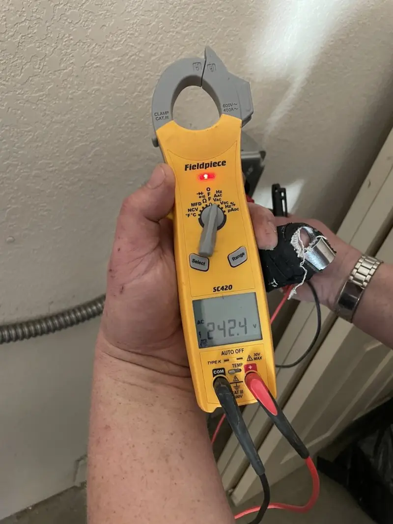 Voltage testing with clamp meter during Generator Installation in Ravenna
